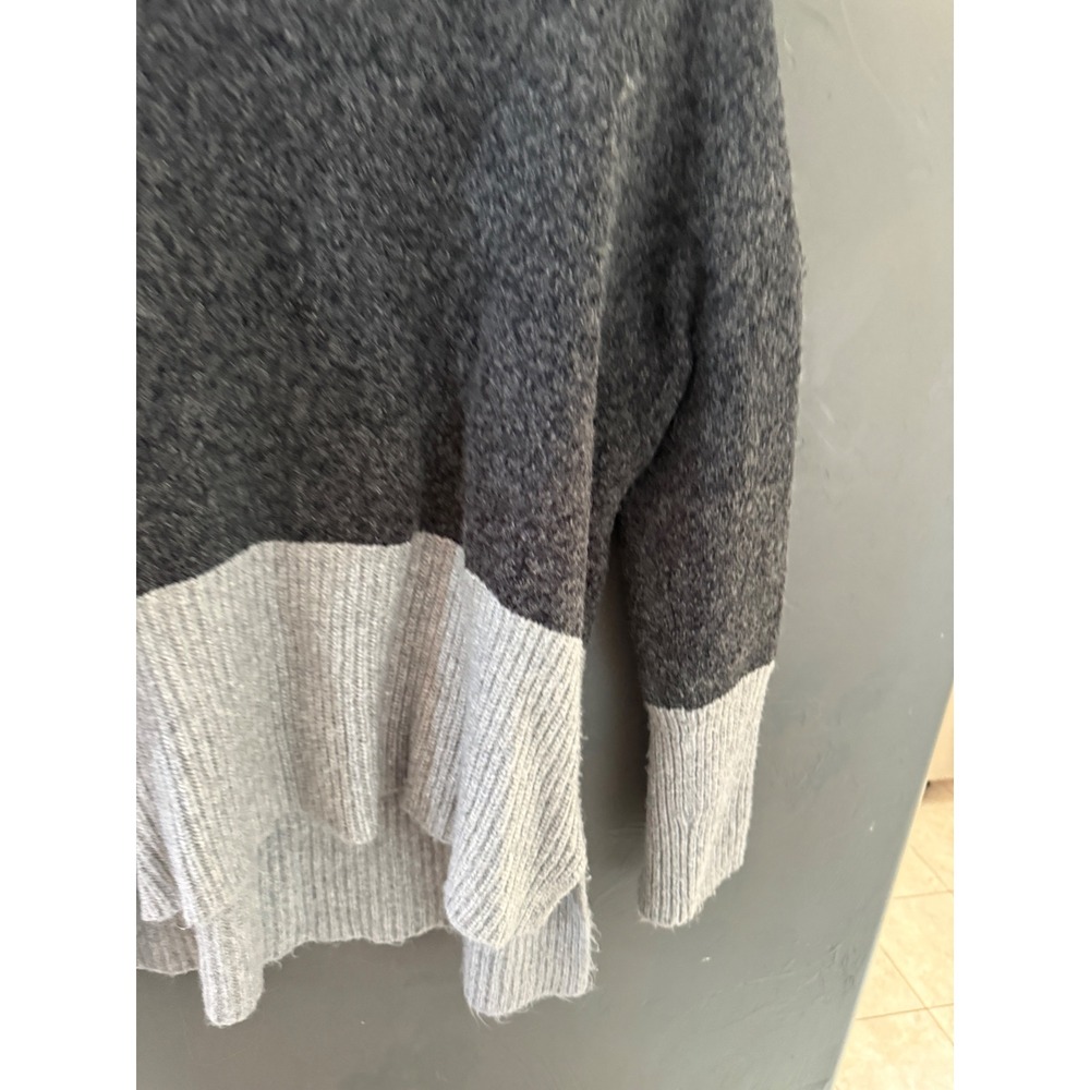 Michael Kors Womens Mock Neck Colorblock High Low Knit Sweater Gray XL - Picture 5 of 9